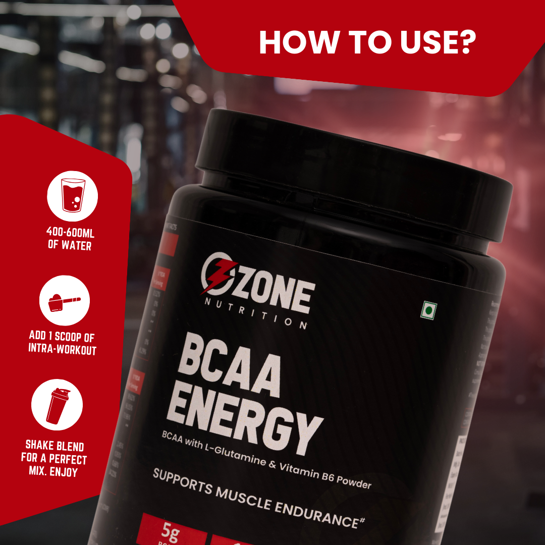 Ozone Nutrition BCAA Pro Powder, Powerful Intra Workout (Mix Fruit Flavour, 250g, 30 Servings) | With 5g BCAAs & 1g L - Glutamine 650mcg Vitamin B6