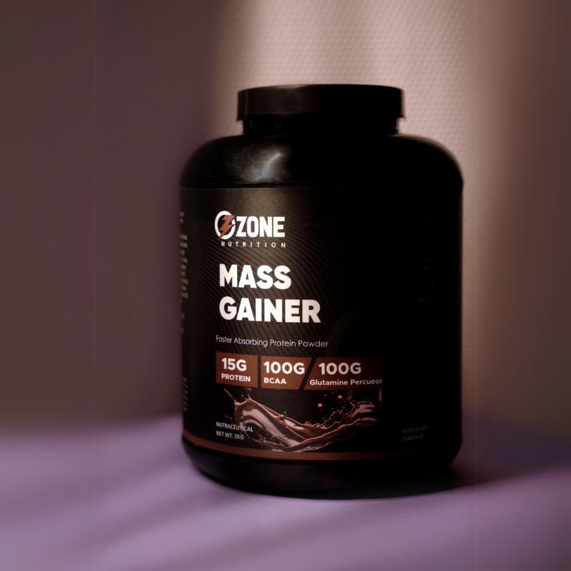 Ozone Nutrition Mass Gainer Powder (Chocolate, 2Kg / 15g Protien,1000g BCAA,1000g Glutamine Percueor, 20 Servings) | Muscle Mass High Protein Gainer