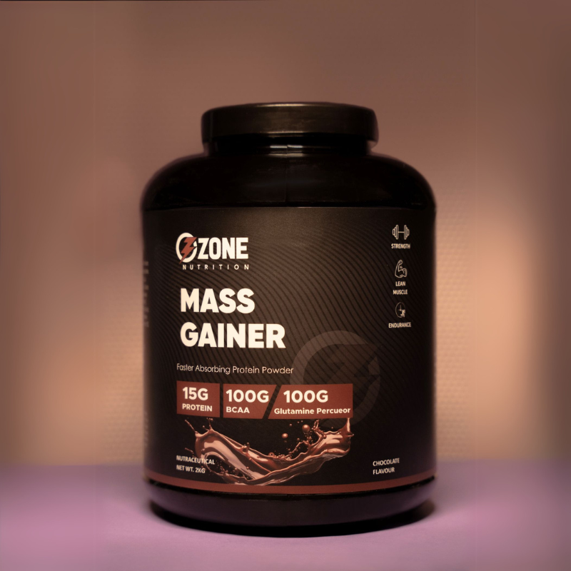 Ozone Nutrition Mass Gainer Powder (Chocolate, 2Kg / 15g Protien,1000g BCAA,1000g Glutamine Percueor, 20 Servings) | Muscle Mass High Protein Gainer